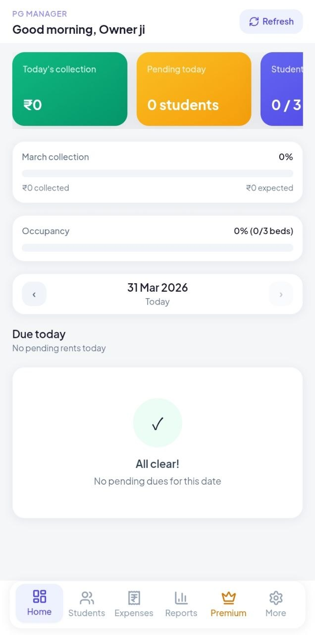 PG Manager CRM UI screen